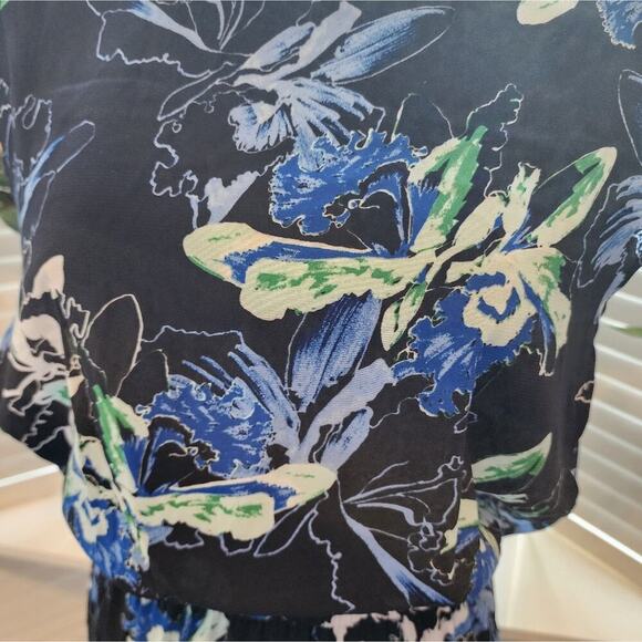 DU JOUR NEW BLUE FLORAL MAXI DRESS SIZE XXS (See measurements  could fit larger) - Picture 3 of 8